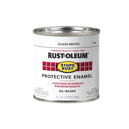 RUST-OLEUM Interior/Exterior Paint, Gloss, Oil Base, White, 8 oz 7792-730